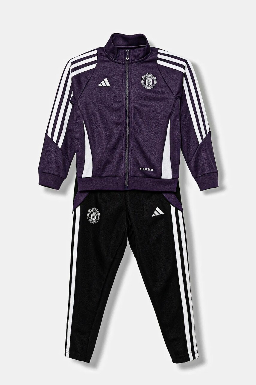 Detská tepláková súprava adidas Performance Manchester United fialová farba, JN9683