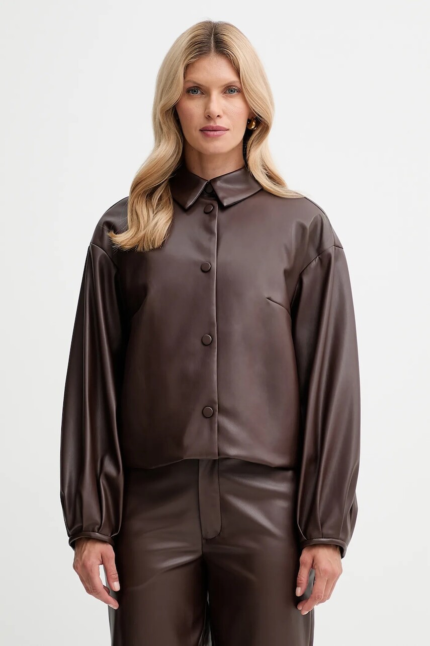 Bunda Twinset hnedá farba, prechodná, oversize, 252TP2090