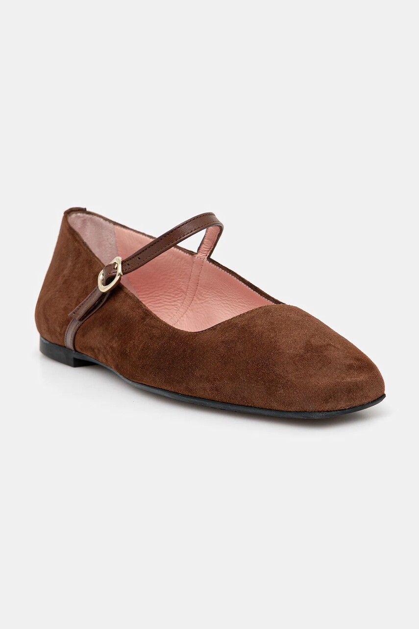 Semišové baleríny Pretty Ballerinas Camille hnedá farba, 52217_002