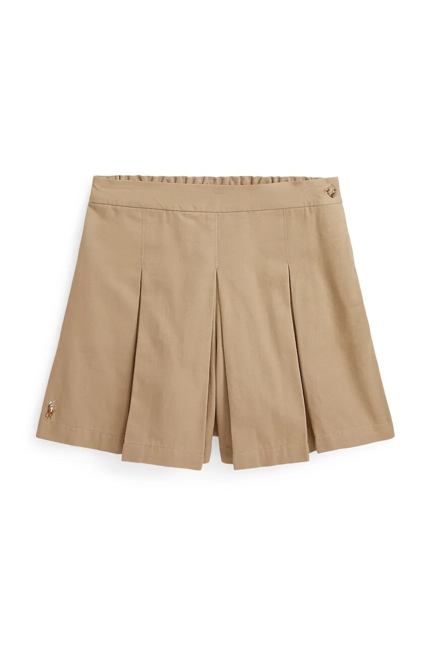 Dievčenská bavlnená sukňa Polo Ralph Lauren béžová farba, mini, áčkový strih, 313978266002