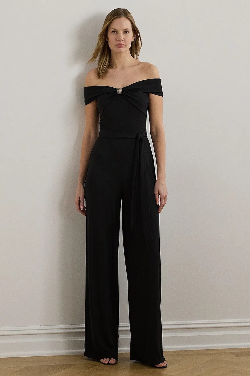 Overal Lauren Ralph Lauren čierna farba, španielsky výstrih, 200971129