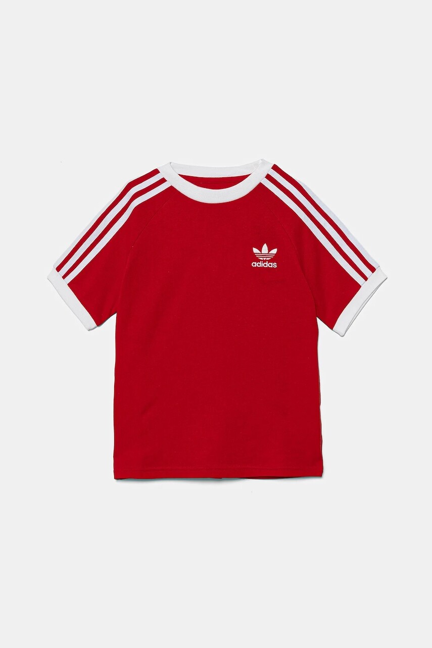Detské bavlnené tričko adidas Originals červená farba, s nášivkou, JI8467