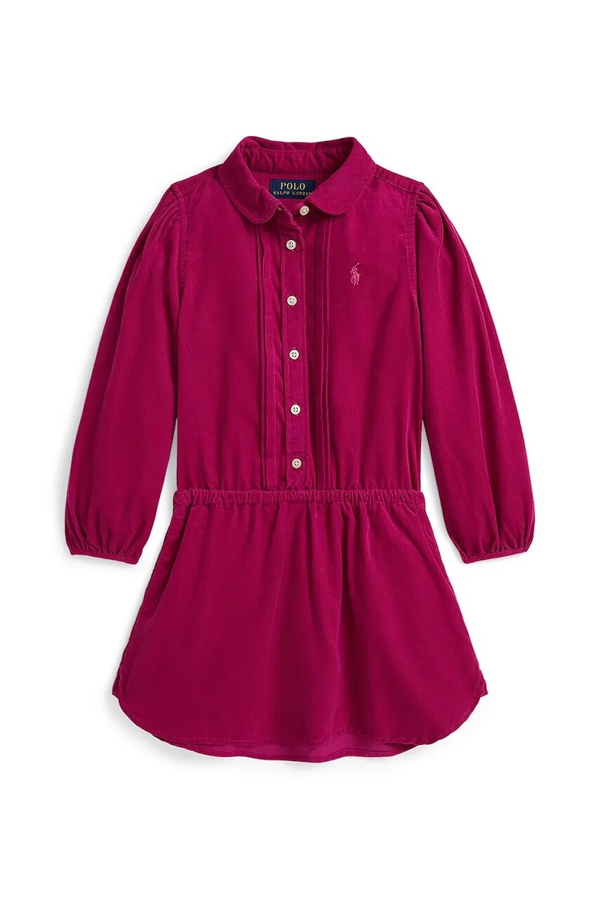 Dievčenské bavlnené šaty Polo Ralph Lauren ružová farba, mini, áčkový strih, 312978257001