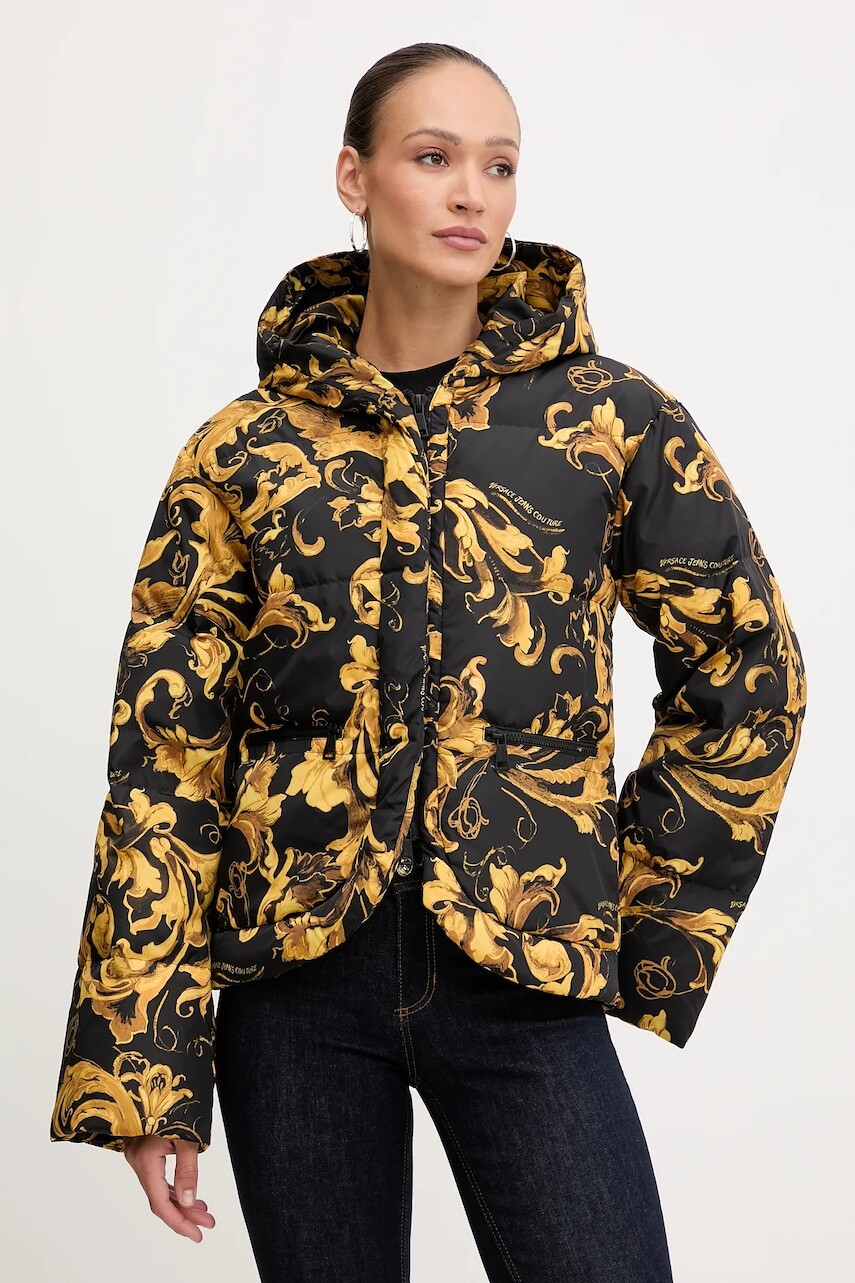 Bunda Versace Jeans Couture čierna farba, zimná, 79HAUD02 CQSD3