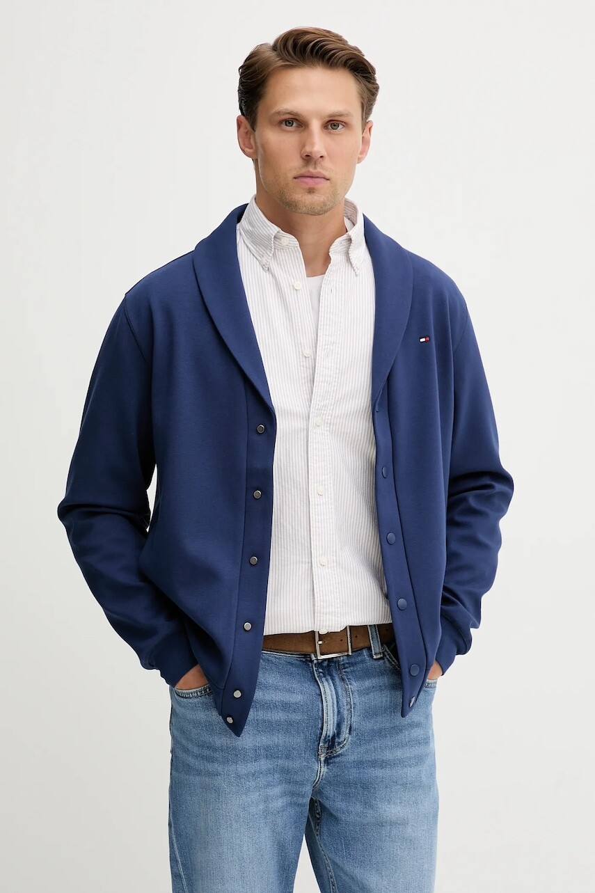 Mikina Tommy Hilfiger tmavomodrá farba, jednofarebná, MW0MW39393