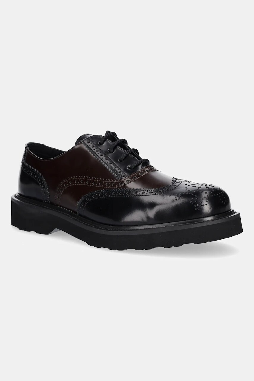 Kožené poltopánky Kenzo Ukio Brogue čierna farba, FF65DB114L52.91