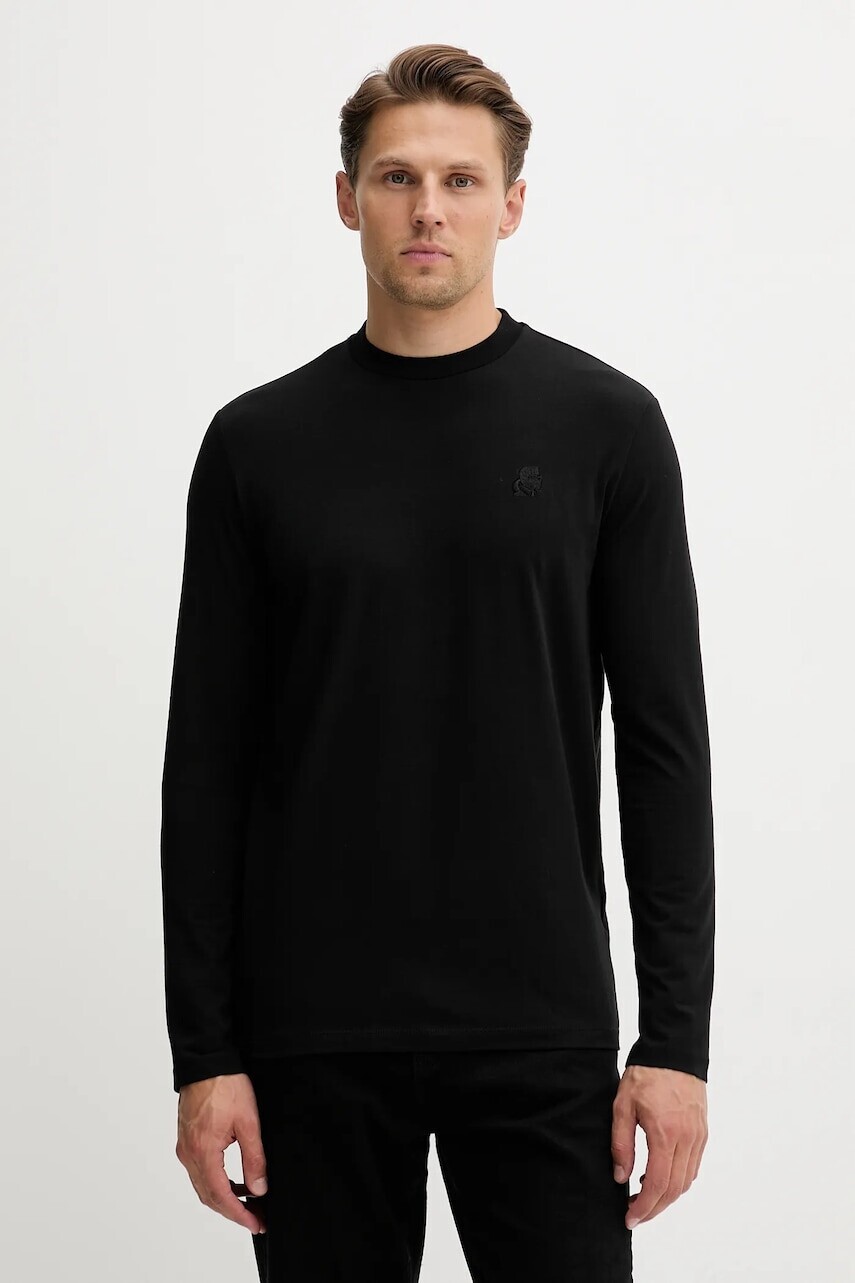 Tričko s dlhým rukávom Karl Lagerfeld čierna farba, jednofarebné, 554221.755020