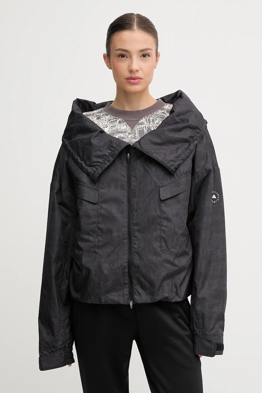 Tréningová bunda adidas by Stella McCartney čierna farba, prechodná, oversize, JV7035