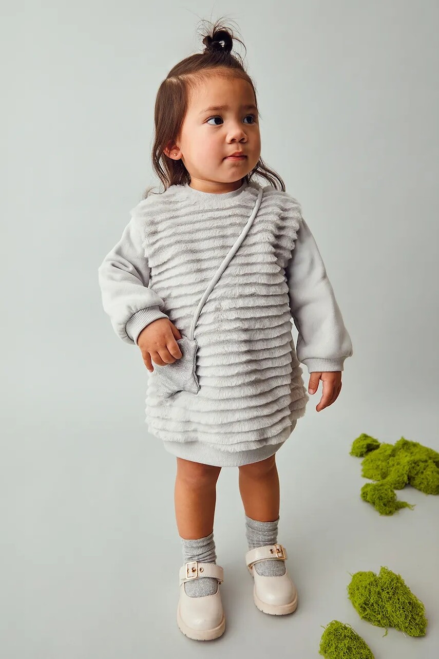 Šaty Mayoral šedá farba, mini, rovný strih, 2919