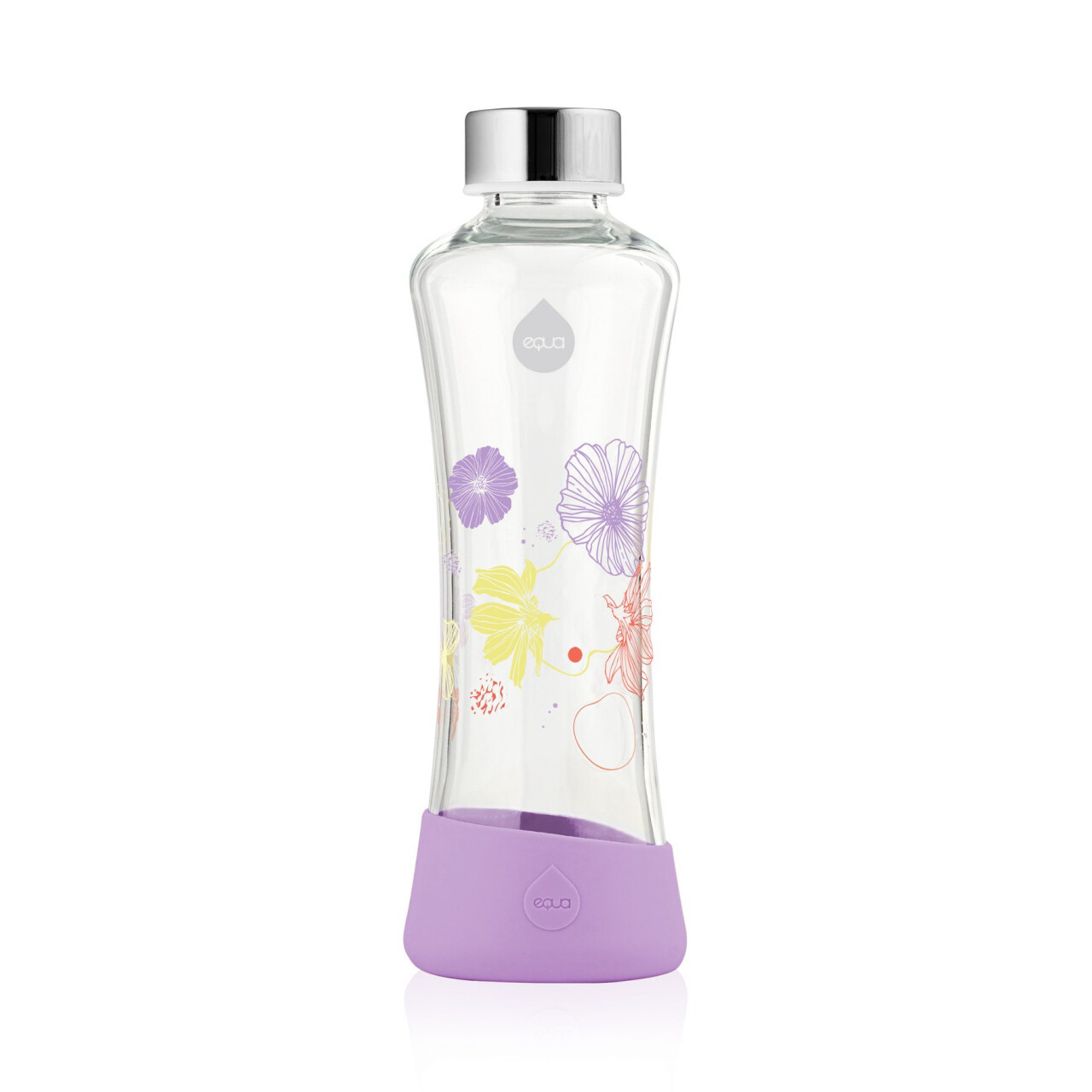 Fľaša sklenená Equa Lily 0,55 l - priehľadná-fialová