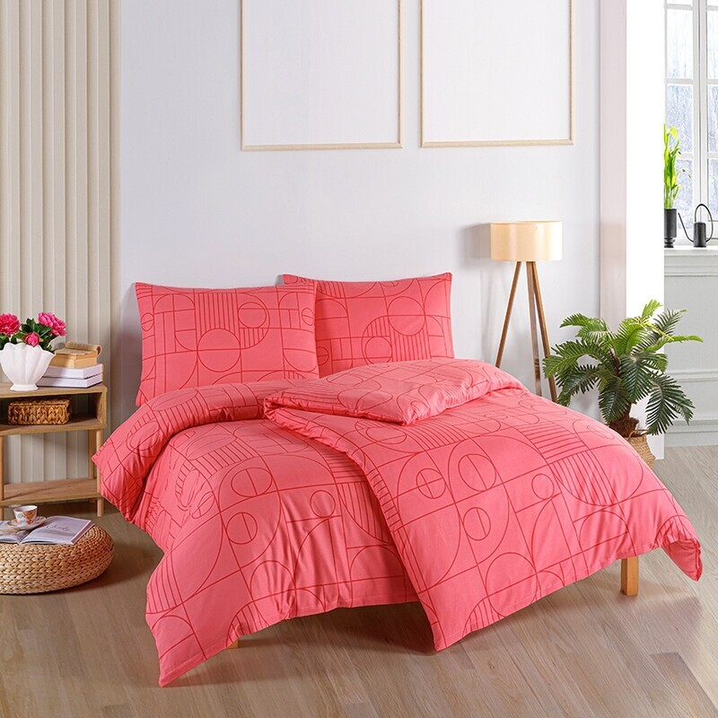 BedTex Bavlnené povlečení Geo Sunset Coral, 140 x200 cm, 70 x 90 cm, 140 x 200 cm, 70 x 90 cm