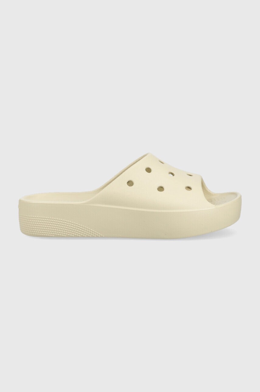 Šľapky Crocs Classic Platform Slide Classic dámske, béžová farba, na platforme, 208388