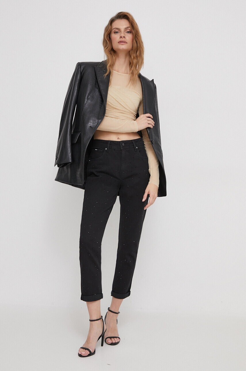 Rifle Pepe Jeans TAPERED JEANS HW SPARKLE dámske, vysoký pás, PL204603