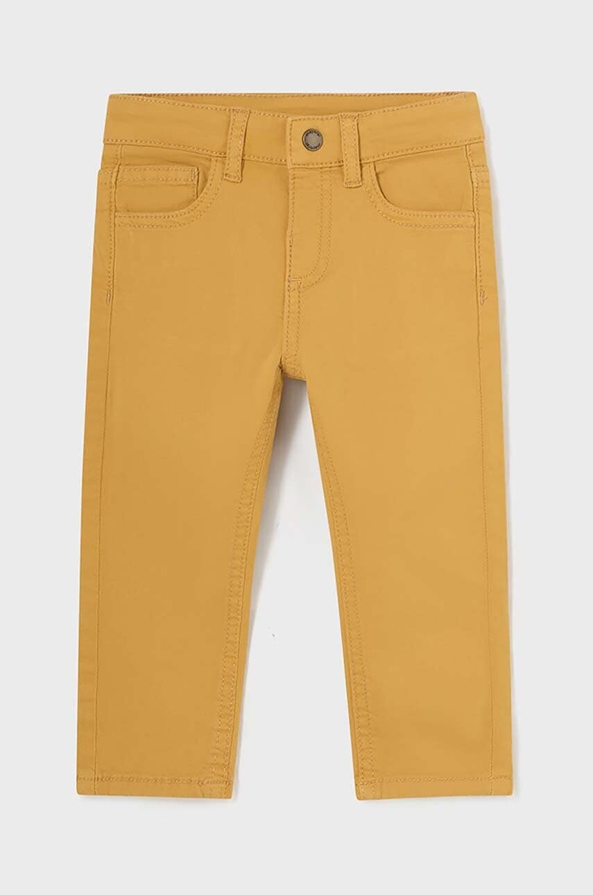 Nohavice pre bábätká Mayoral slim fit žltá farba, jednofarebné