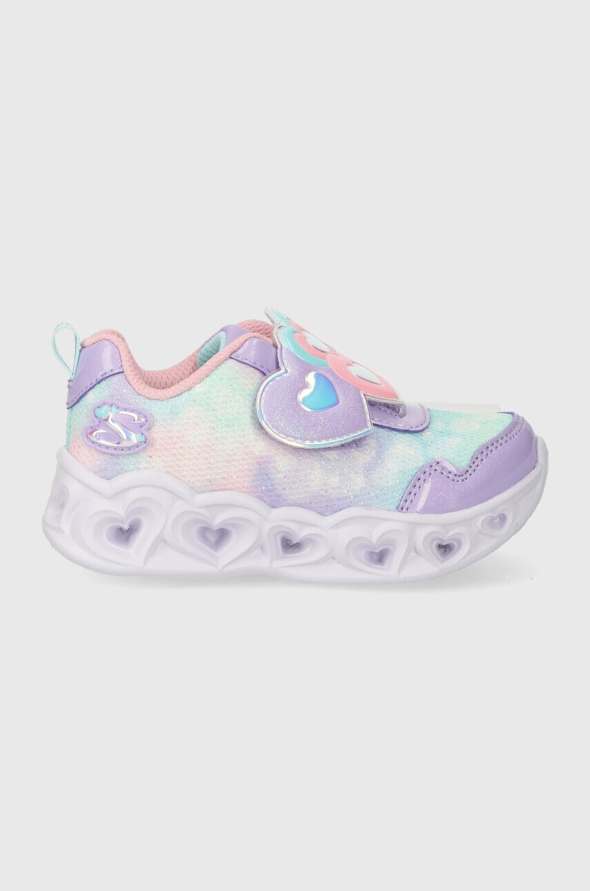 Detské tenisky Skechers HEART LIGHTS LOVIN REFLECTION fialová farba