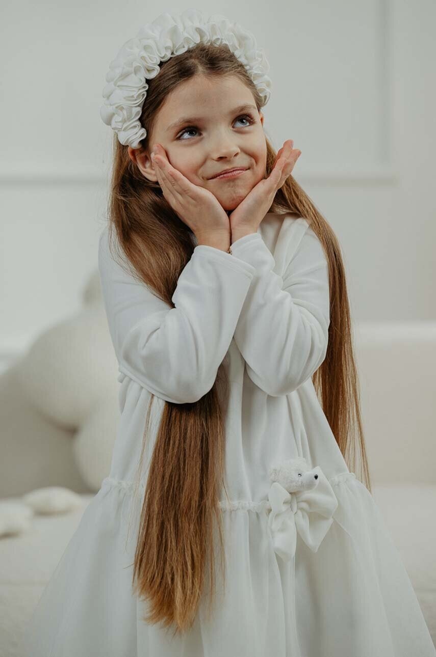 Dievčenské šaty Jamiks LISBETH biela farba, mini, áčkový strih, JZH094