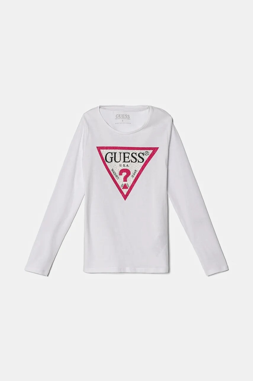 Detské tričko s dlhým rukávom Guess biela farba, J2YI50 K6YW1