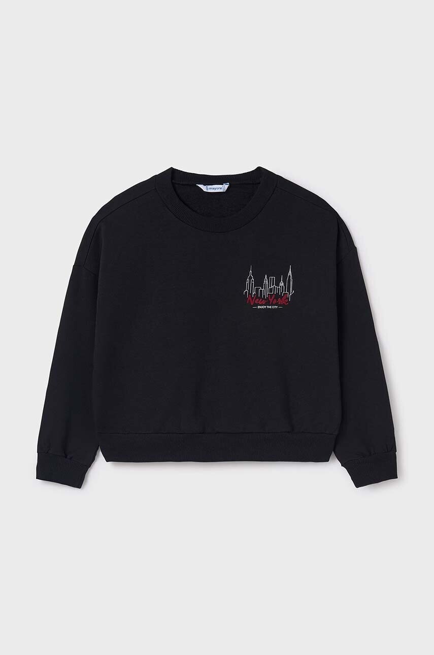 Detská mikina Mayoral čierna farba, s potlačou, 7470