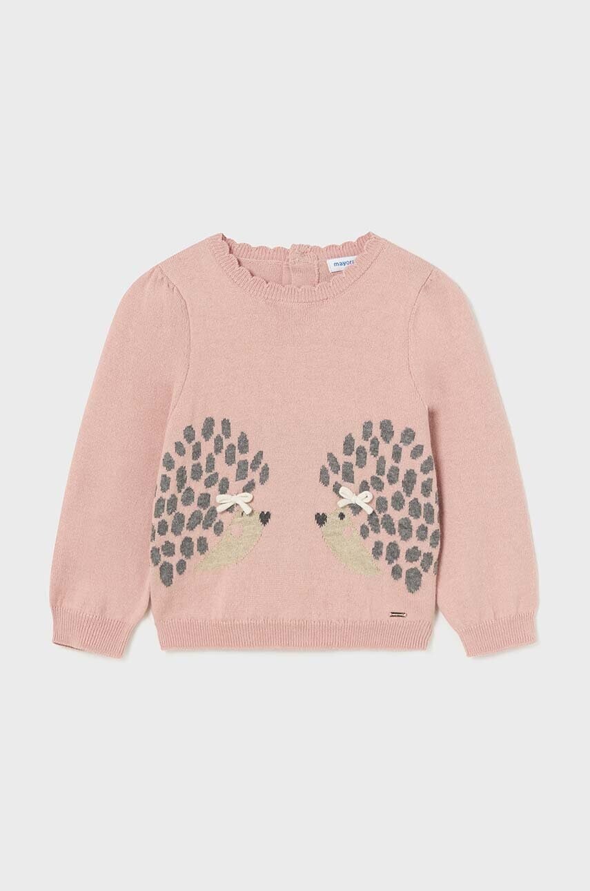 Detský svetrík s vlnenou zmesou Mayoral ružová farba, 2322