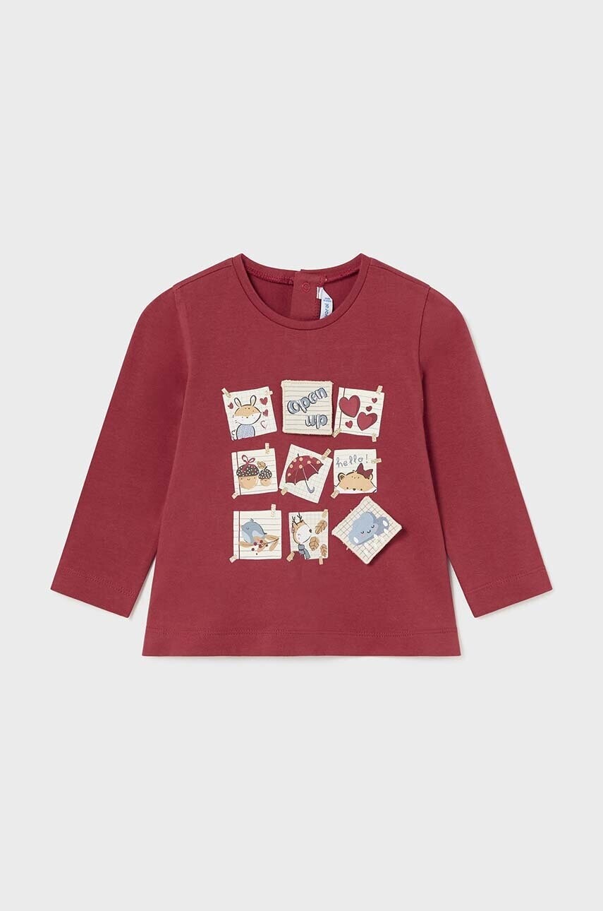 Tričko s dlhým rukávom pre bábätká Mayoral červená farba, 2054
