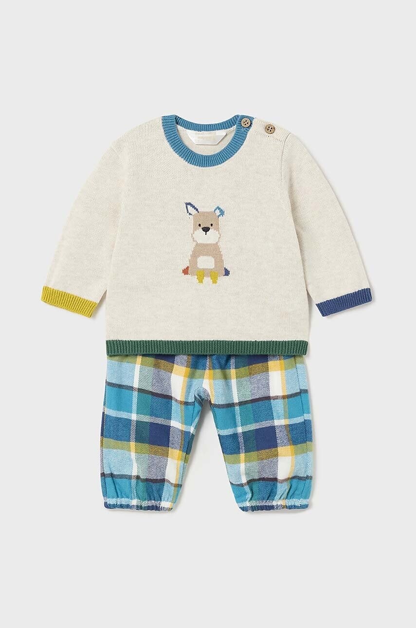 Detská bavlnená súprava Mayoral Newborn béžová farba, 2517