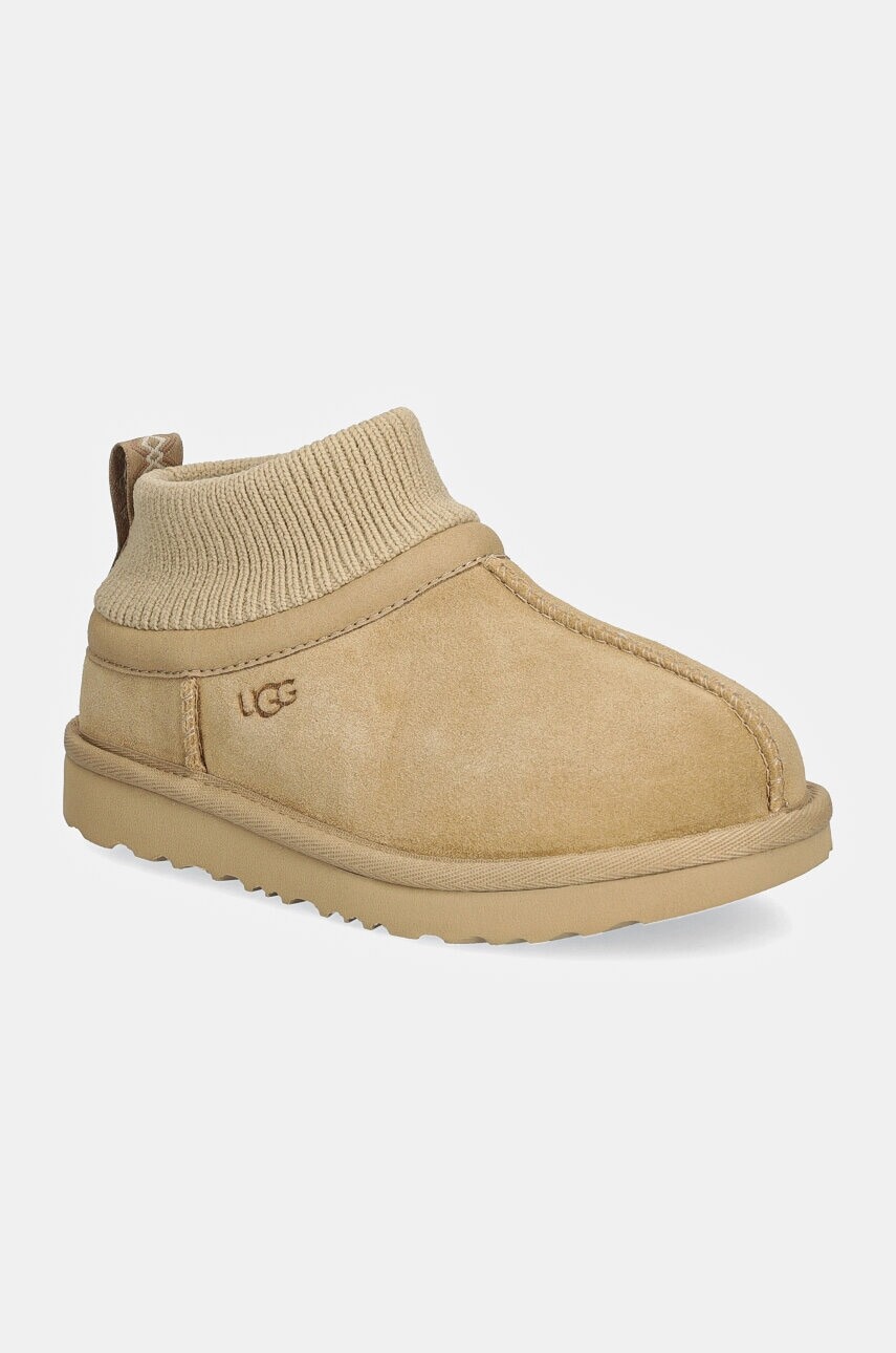 Detské semišové snehule UGG CLASSIC ULTRA STRETCH CUFF béžová farba, 1157702T