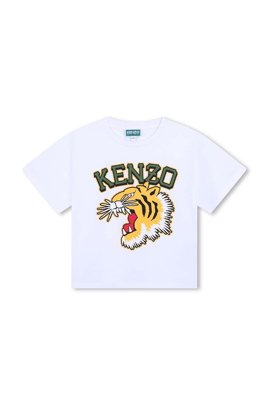 Detské bavlnené tričko Kenzo Kids biela farba, s potlačou, K60746
