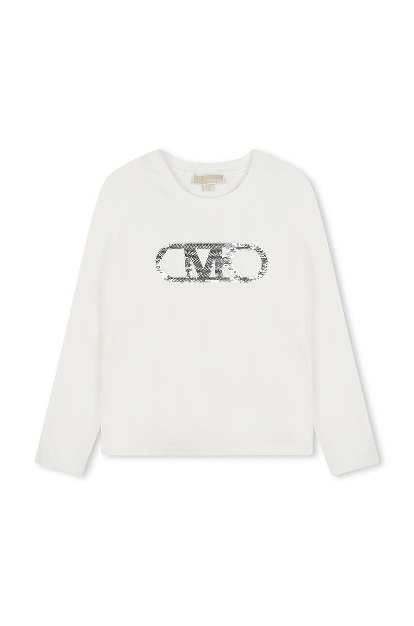 Detské tričko s dlhým rukávom Michael Kors biela farba, R30145