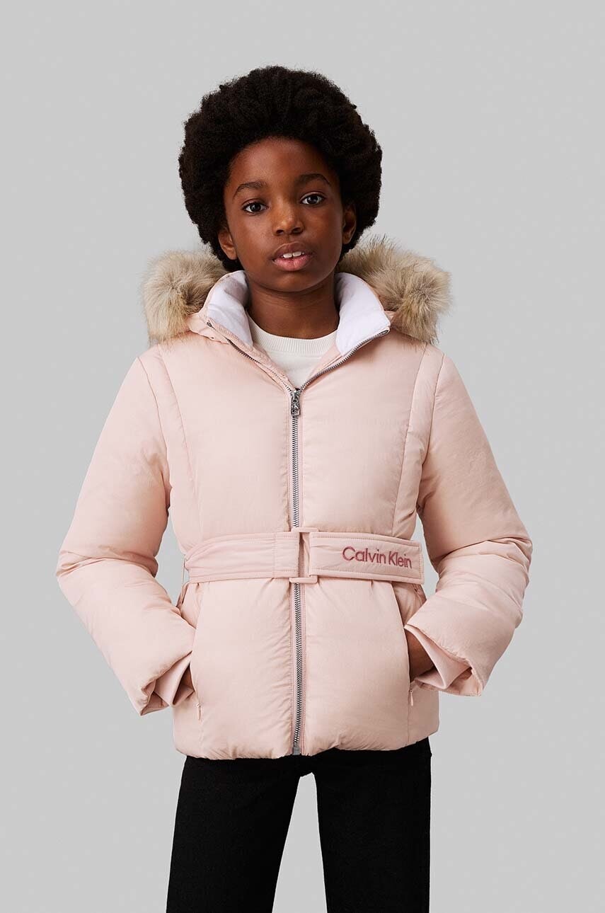 Detská bunda Calvin Klein Jeans ružová farba, IG0IG02685