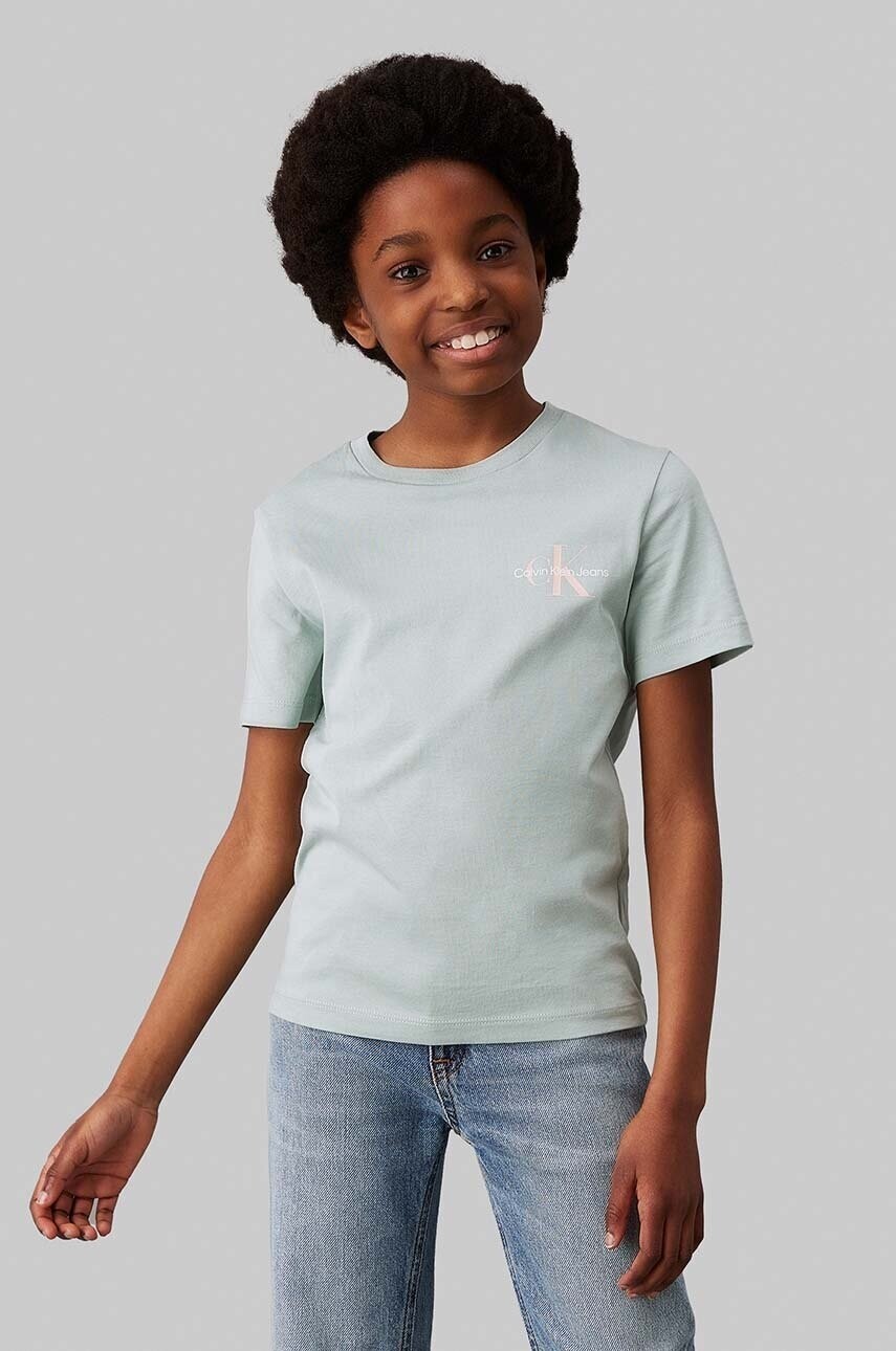 Detské bavlnené tričko Calvin Klein Jeans zelená farba, jednofarebné, IU0IU00678
