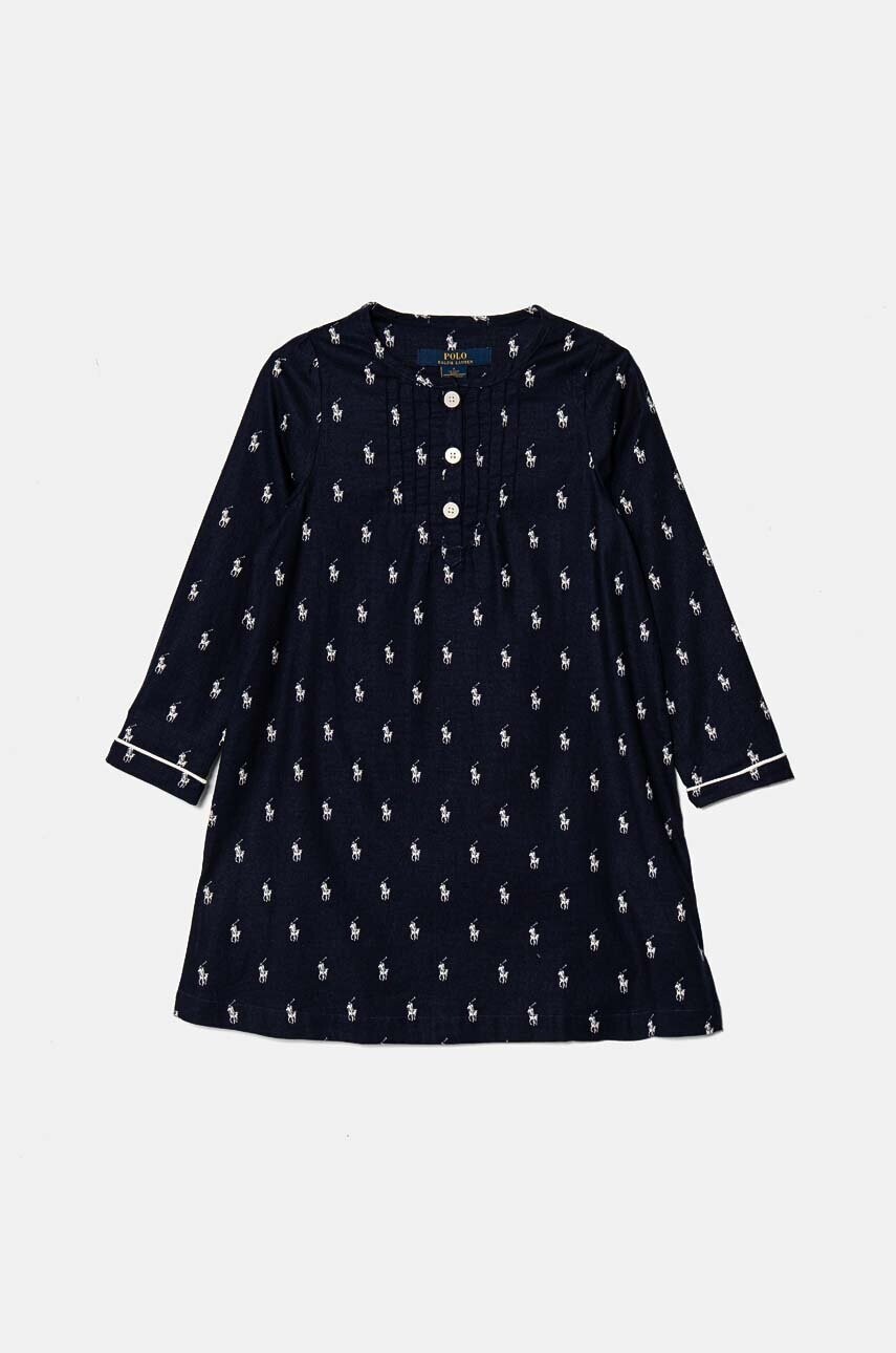 Detská bavlnená nočná košeľa Polo Ralph Lauren tmavomodrá farba, vzorovaná, 4P0197
