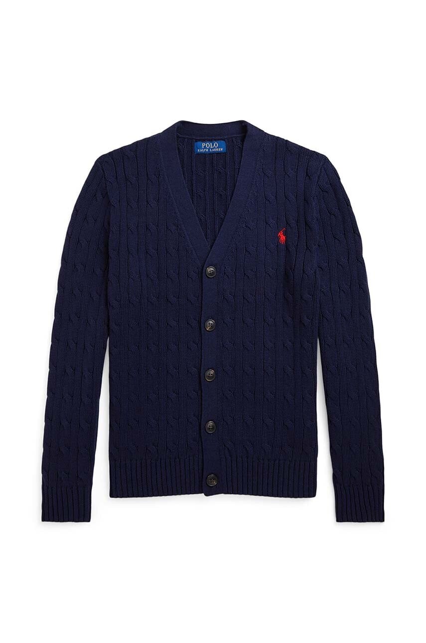 Detský bavlnený kardigan Polo Ralph Lauren tmavomodrá farba, 323925717006