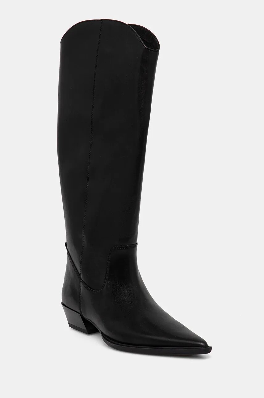Kožené čižmy Vagabond Shoemakers CASSIE dámske, čierna farba, na podpätku, 5850-101-20