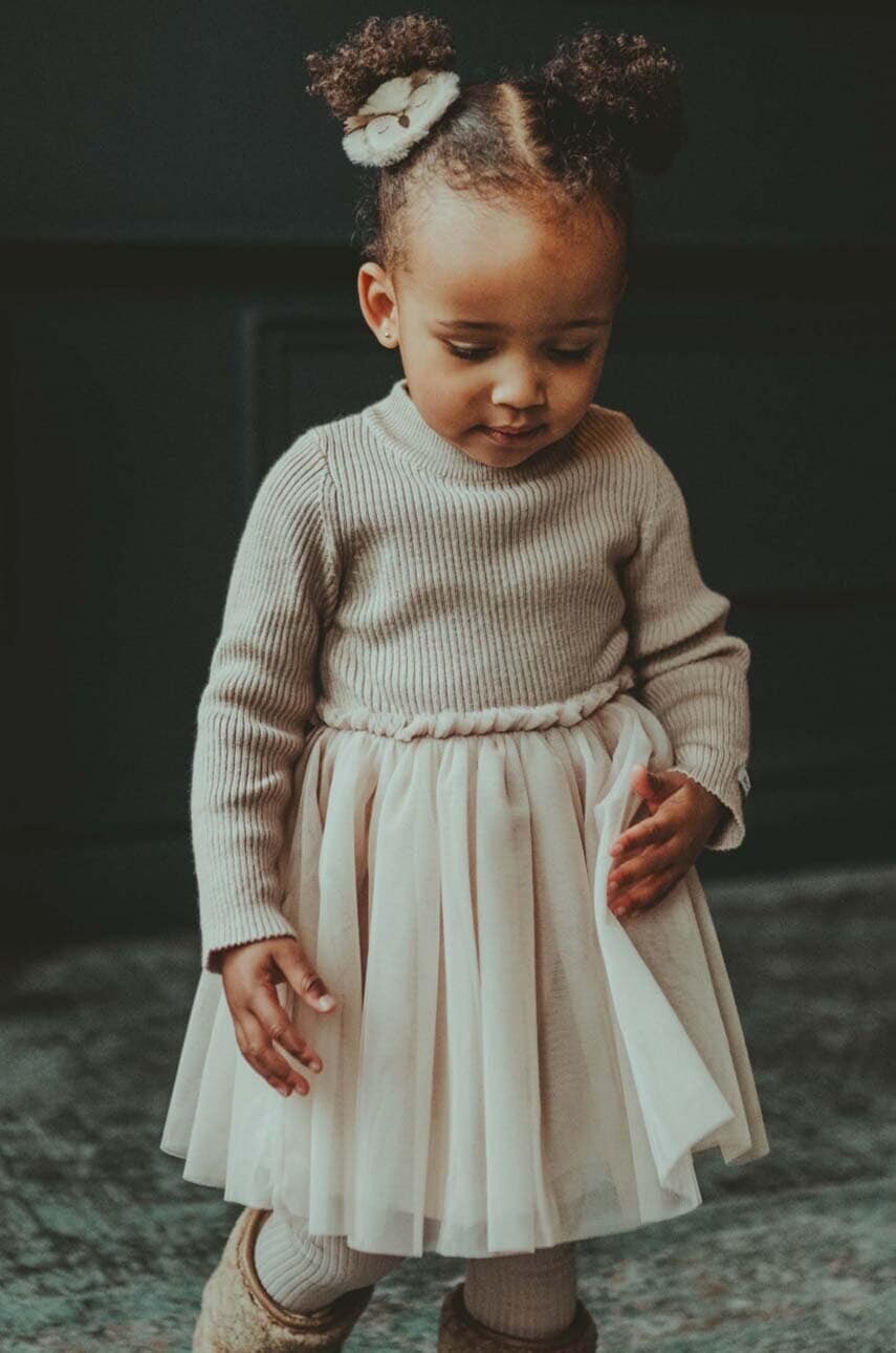 Šaty pre bábätká Donsje Lotus Dress béžová farba, mini, áčkový strih, 4043900