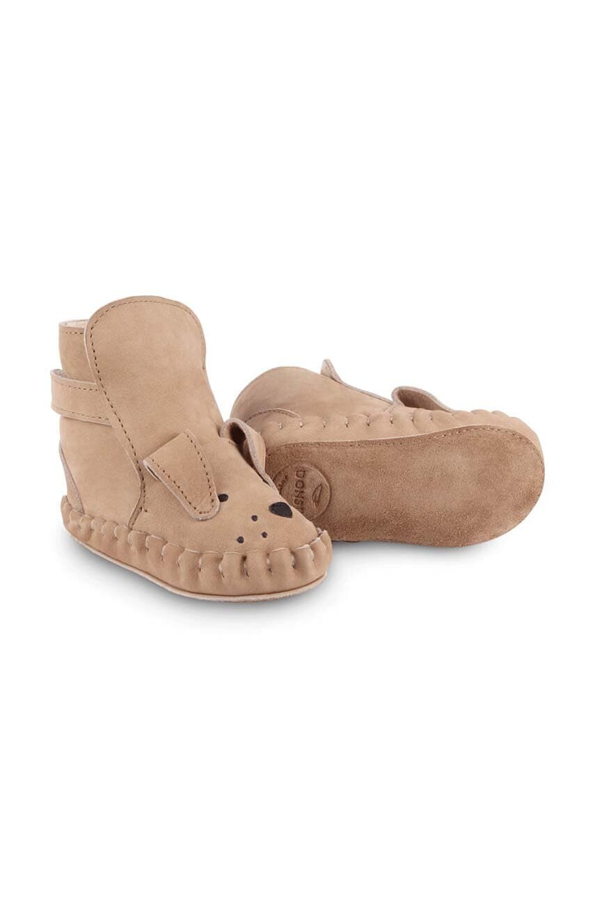 Kožené topánky pre bábätká Donsje Kapi Classic Booties Dog béžová farba, 1028005