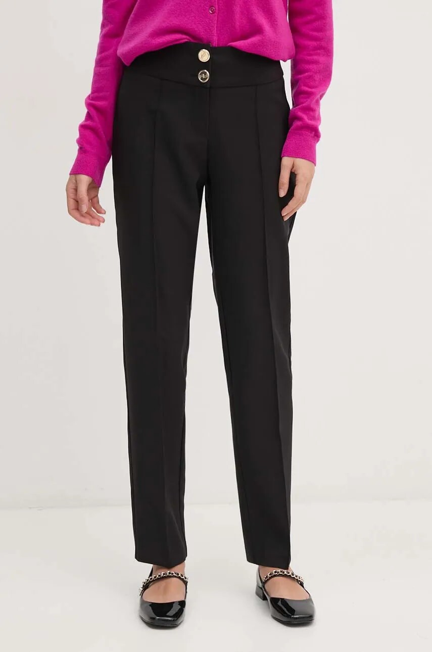 Nohavice Artigli dámske, čierna farba, rovné, vysoký pás, ACPA000219