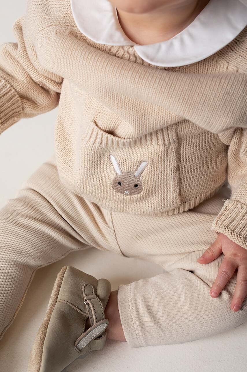 Detský bavlnený svetrík Donsje Loeke Sweater Bunny béžová farba, 3026001