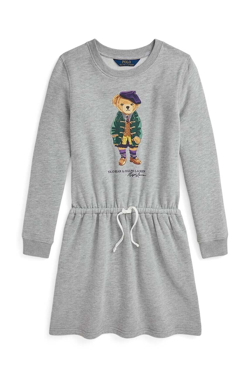 Dievčenské šaty Polo Ralph Lauren šedá farba, mini, áčkový strih, 313951083001