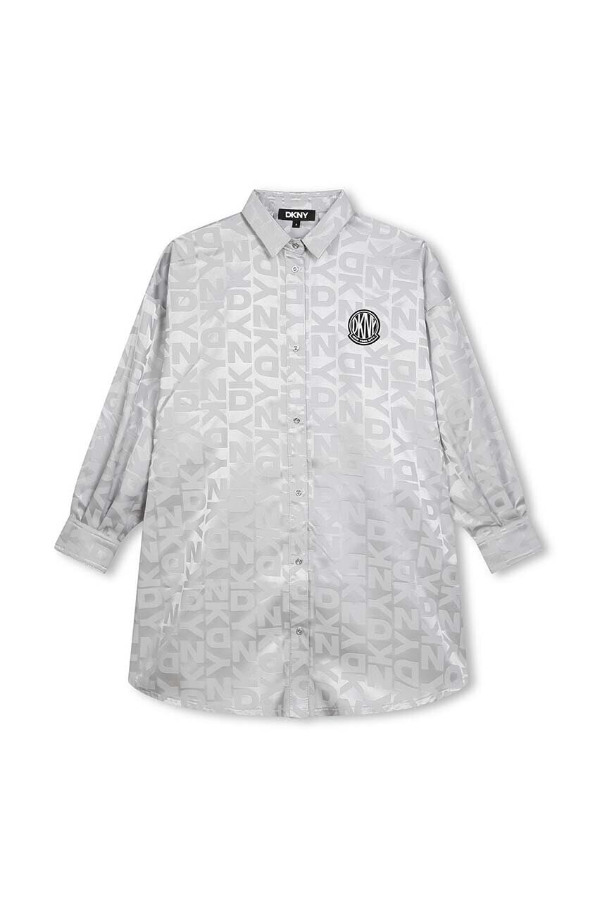 Dievčenské šaty Dkny šedá farba, mini, rovný strih, D60254