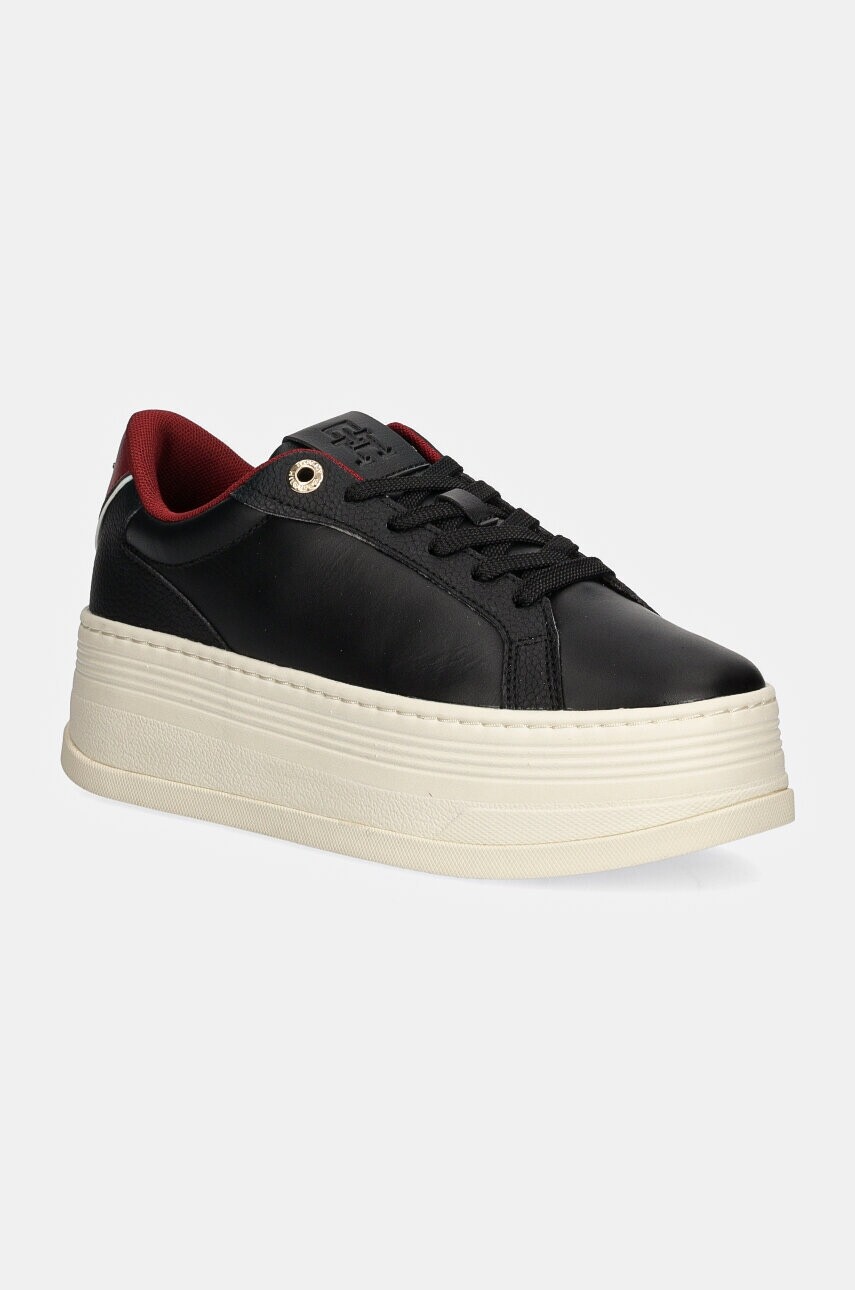 Tenisky Tommy Hilfiger TH PLATFORM SNEAKER TRIANGLE čierna farba, FW0FW08115
