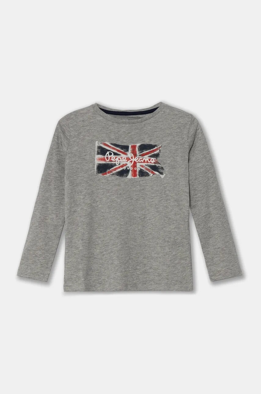 Detská bavlnená košeľa s dlhým rukávom Pepe Jeans CLAG LS šedá farba, s potlačou, PB503916