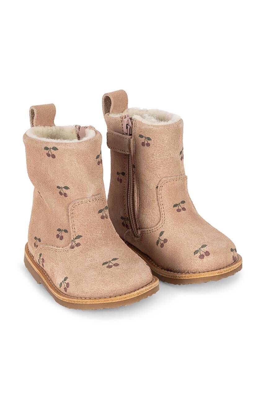 Detské semišové topánky Konges Sløjd PIPPI PULL ON BOOT oranžová farba, KS101280