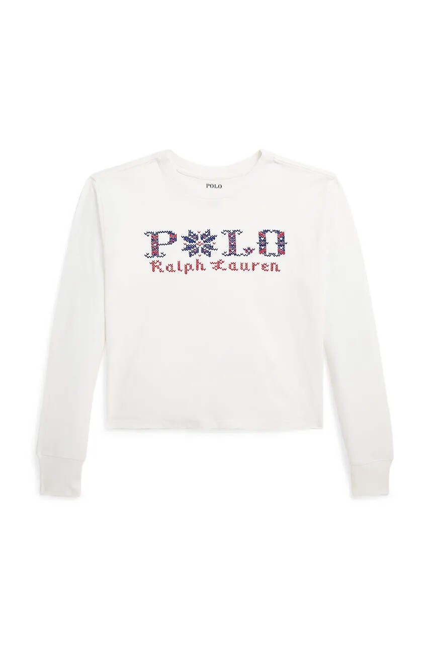 Detská bavlnená košeľa s dlhým rukávom Polo Ralph Lauren biela farba, 313952100002
