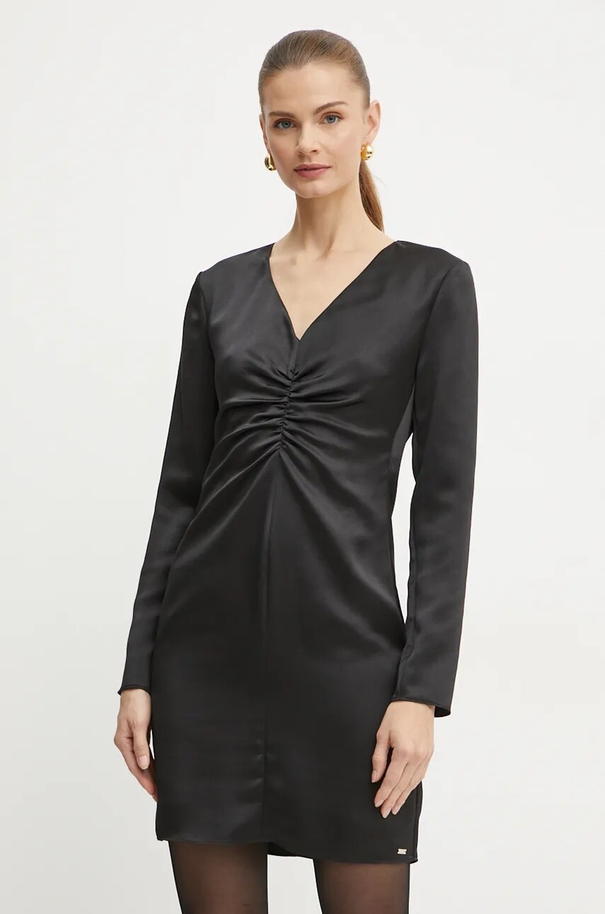 Šaty Armani Exchange čierna farba, mini, áčkový strih, XW000037 AF10523
