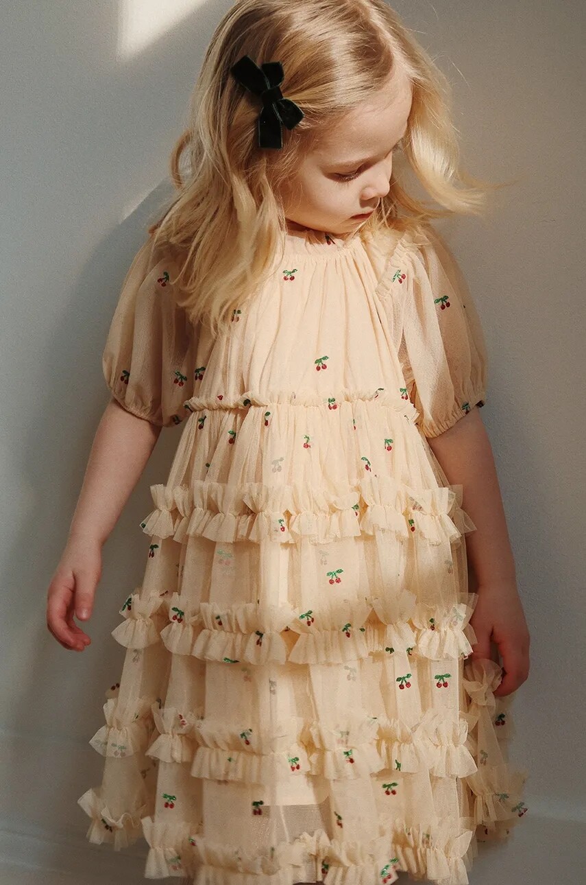 Šaty Konges Sløjd CARLI DRESS béžová farba, mini, áčkový strih, KS101916