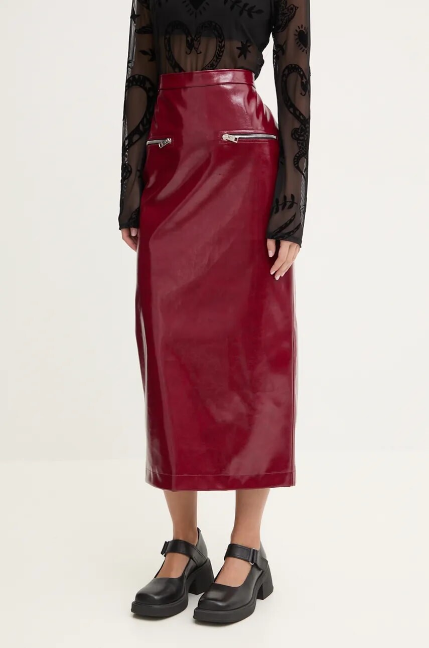 Sukňa MSGM bordová farba, maxi, puzdrová, 3742MDD04.247800