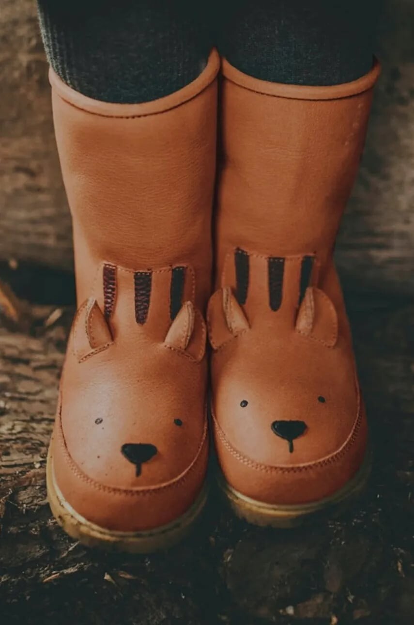 Detské zimné kožené topánky Donsje Wadudu Classic Boots Tiger oranžová farba, 2022011