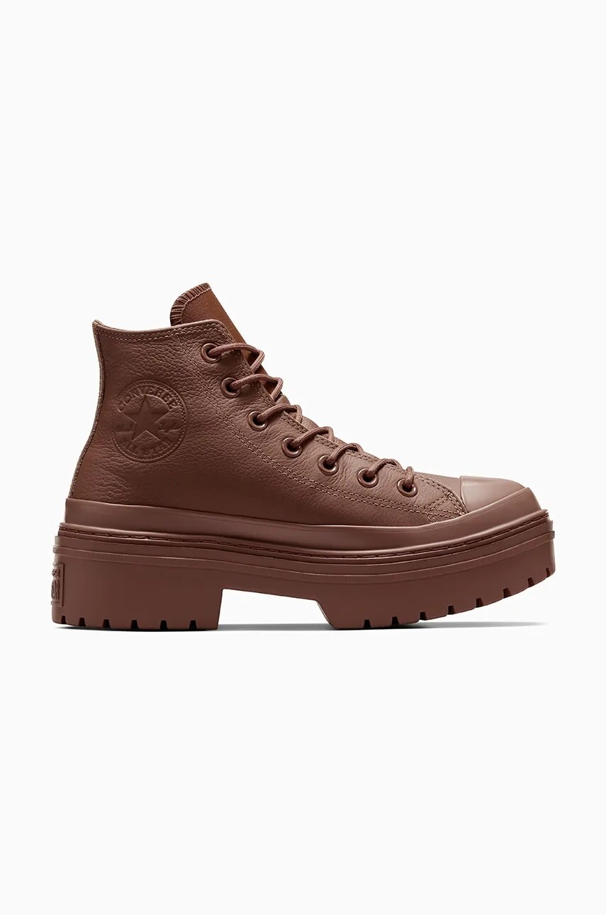 Kožené tenisky Converse Chuck Taylor All Star Lugged Heel dámske, hnedá farba, A11547C