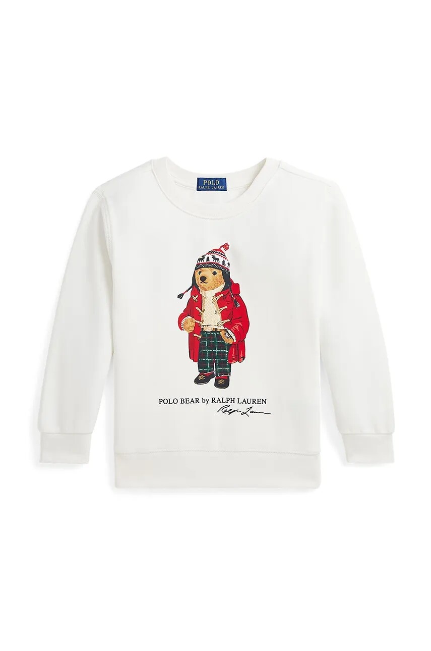 Detská mikina Polo Ralph Lauren biela farba, s potlačou, 322960439002