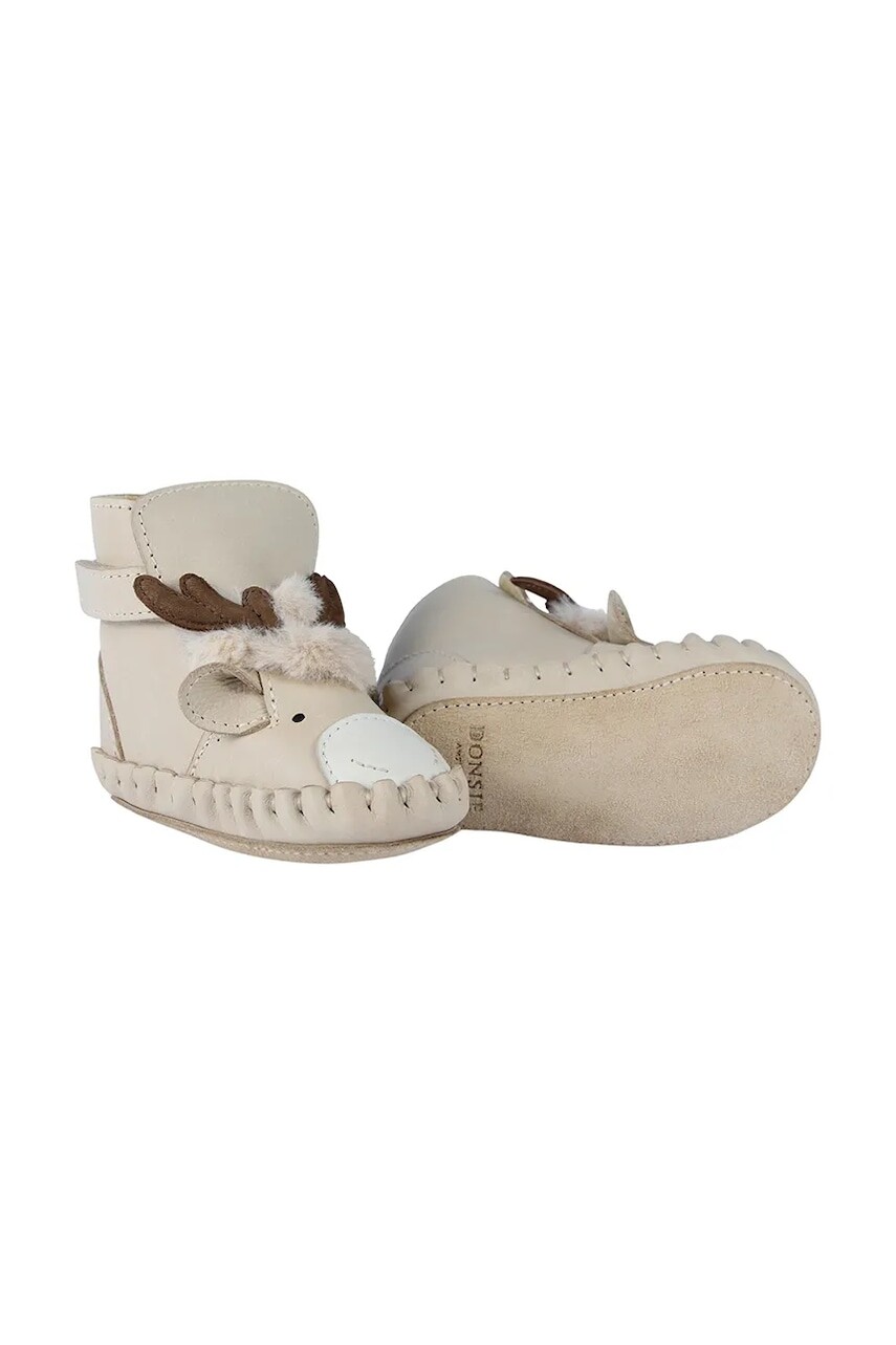Kožené topánky pre bábätká Donsje Kapi Exclusive Booties Reindeer béžová farba, 1028119